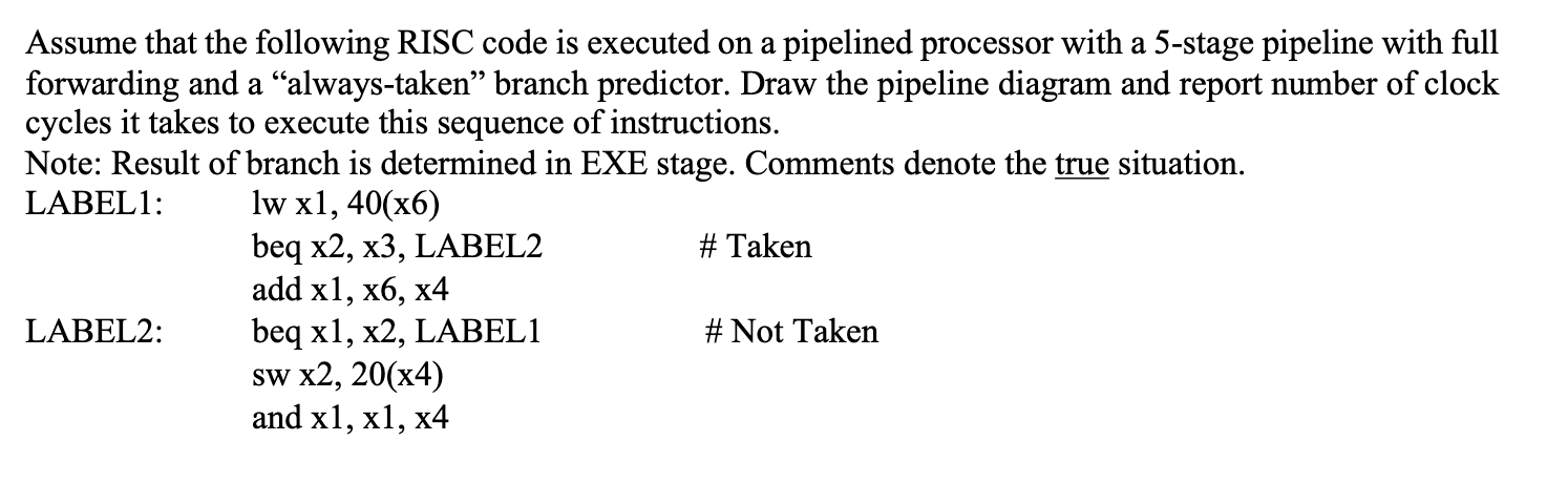 Assume that the following RISC code is executed