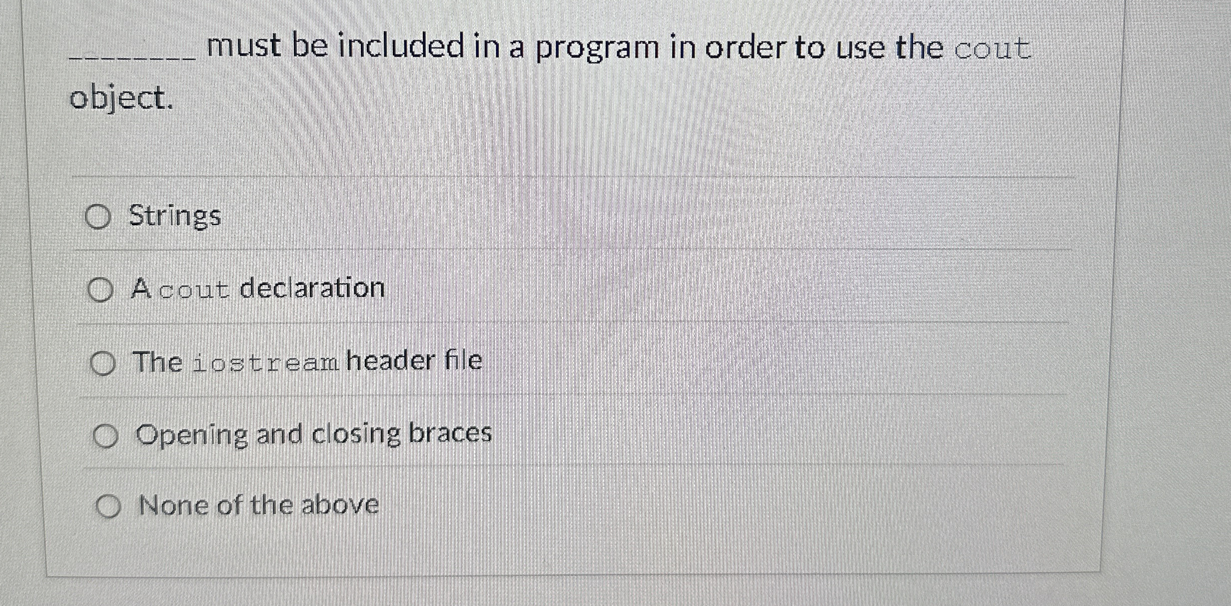 q , must be included in a program in order to use