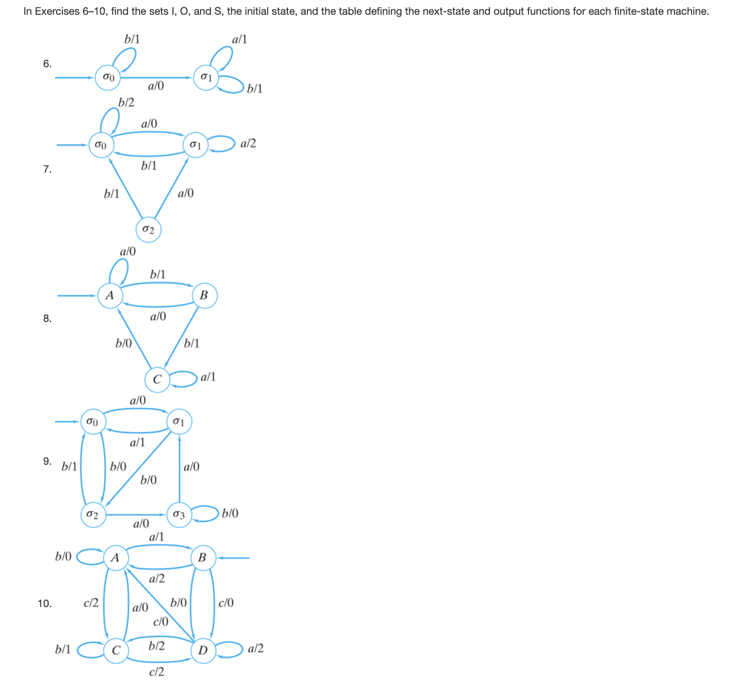 In Exercises 6 1 0 , find the sets I, O , and S ,