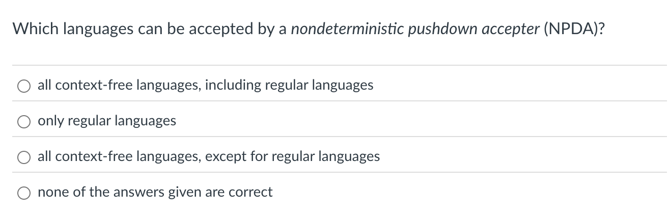 Which languages can be accepted by a