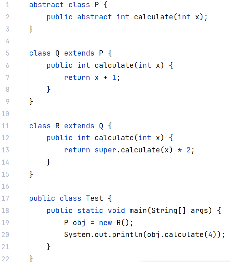What will code output? abstract class P { public