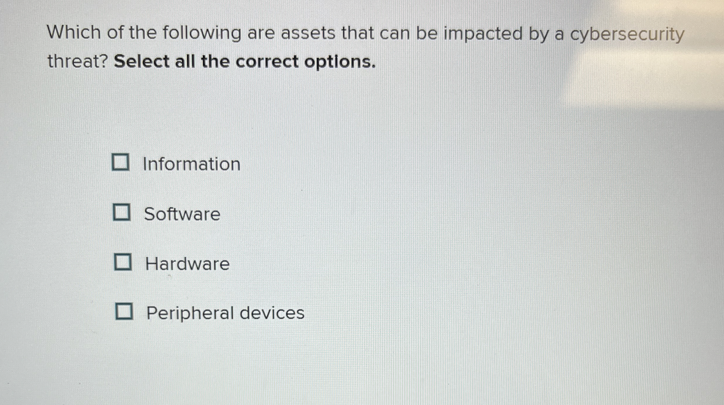 Which of the following are assets that can be
