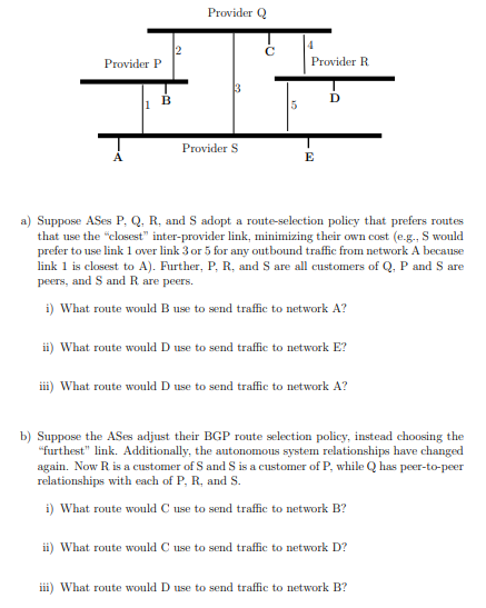 Consider the network shown below, in which