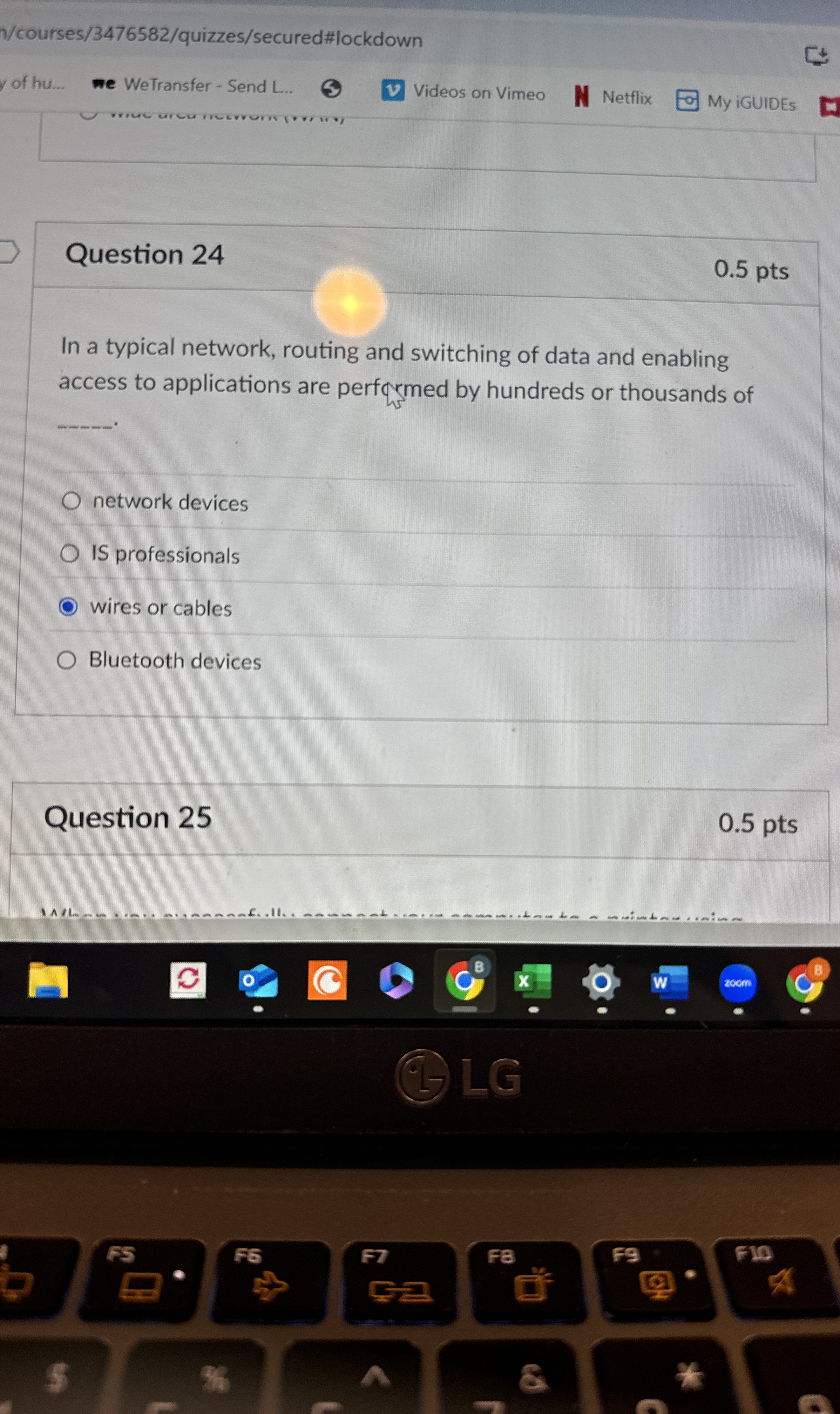 Question 2 4 In a typical network, routing and