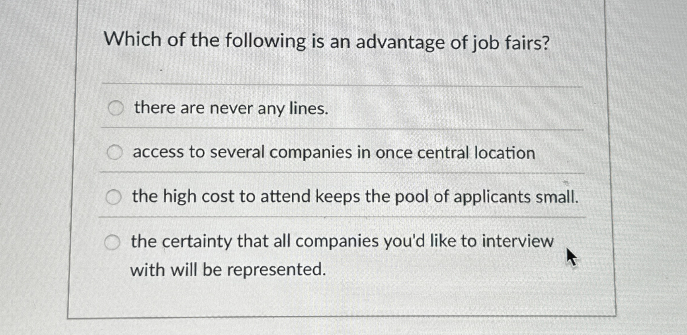 Which of the following is an advantage of job