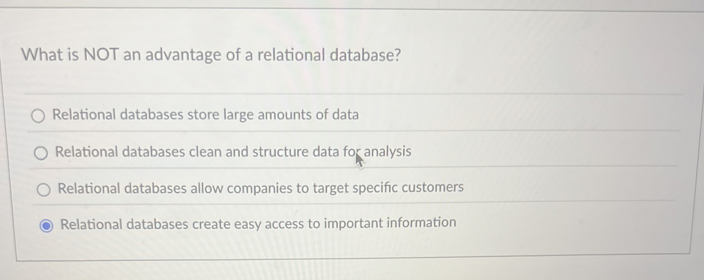 What is NOT an advantage of a relational