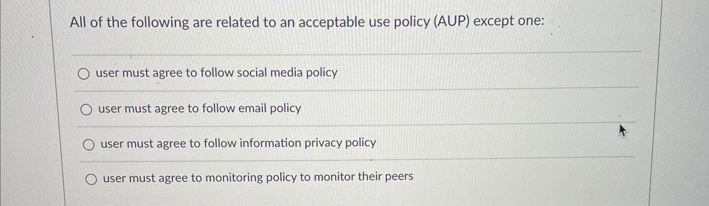 All of the following are related to an acceptable