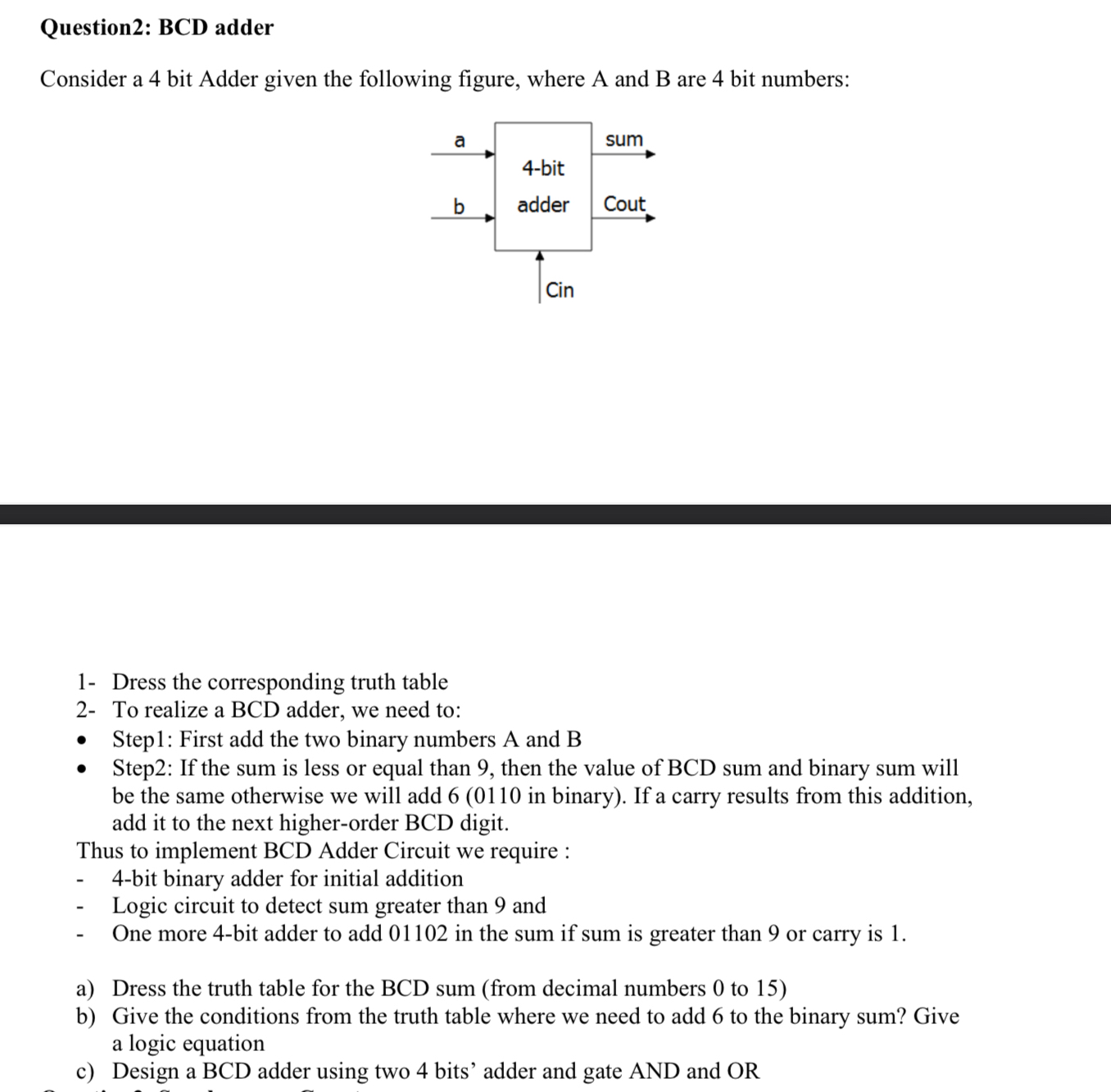 Draw the circuit and the truth table full using