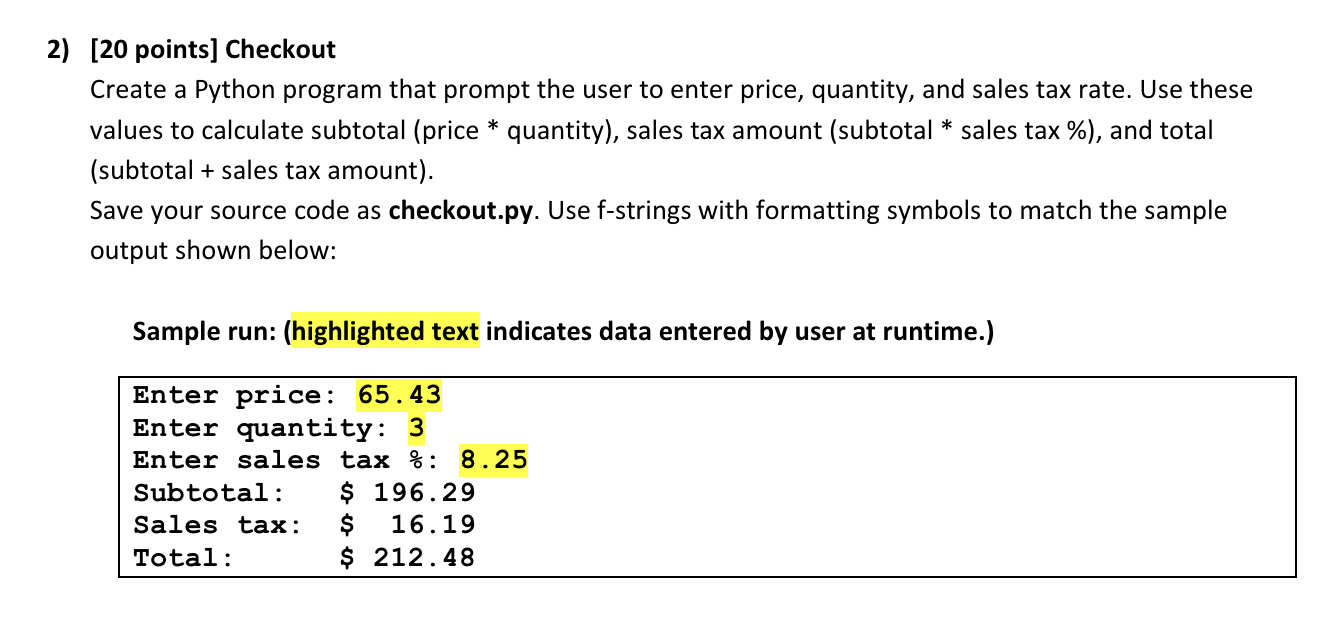 [ 2 0 points ] Checkout Create a Python program