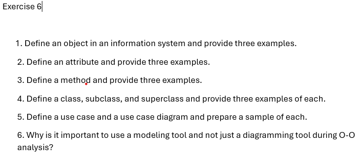 Exercise 6 Define an object in an information