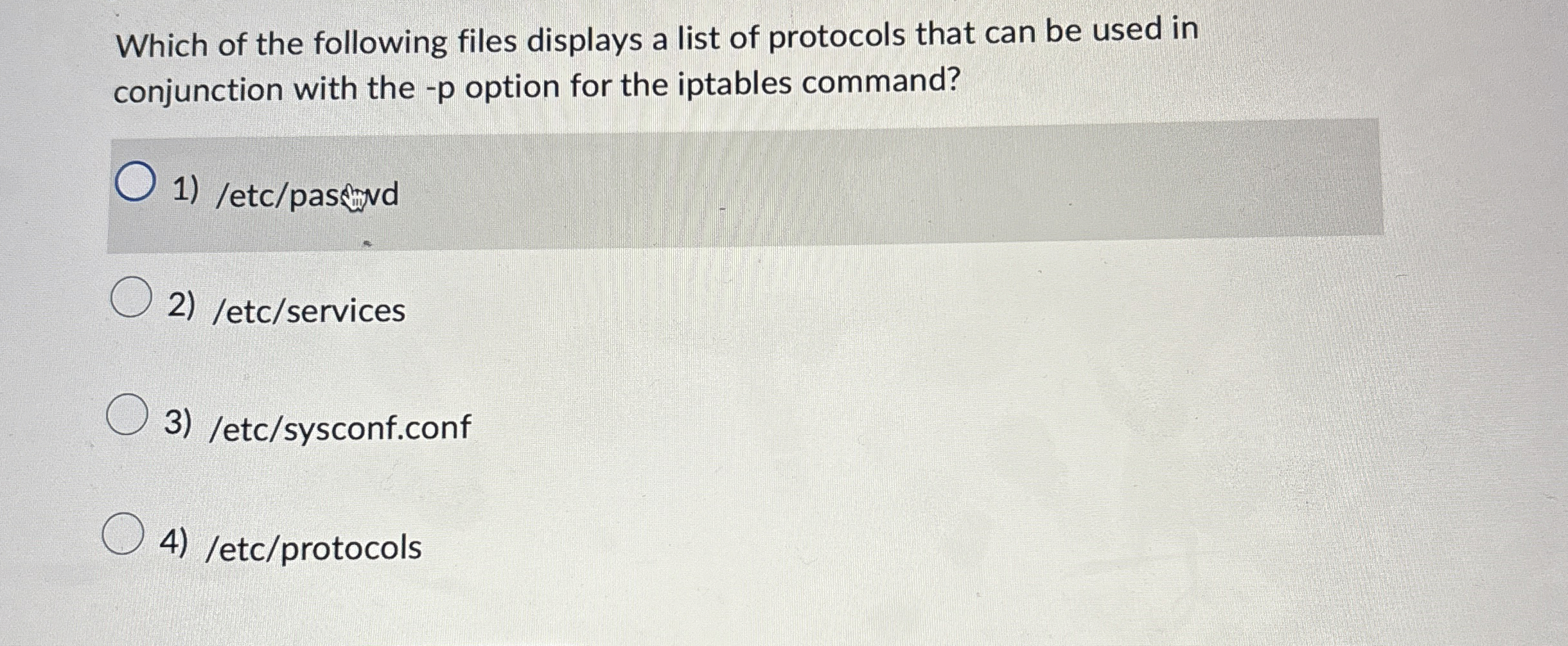Which of the following files displays a list of