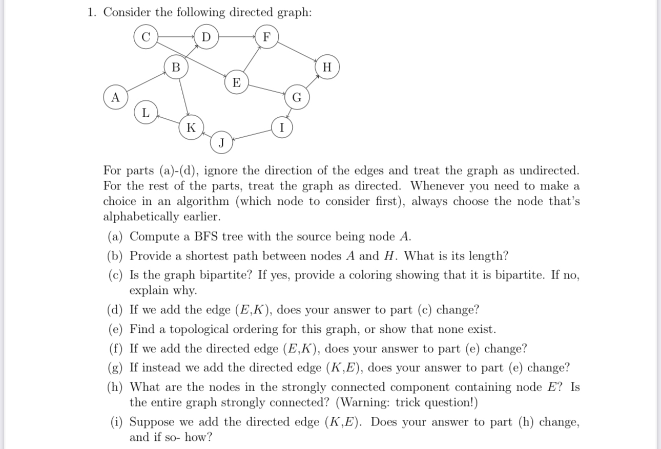 Consider the following directed graph: For parts