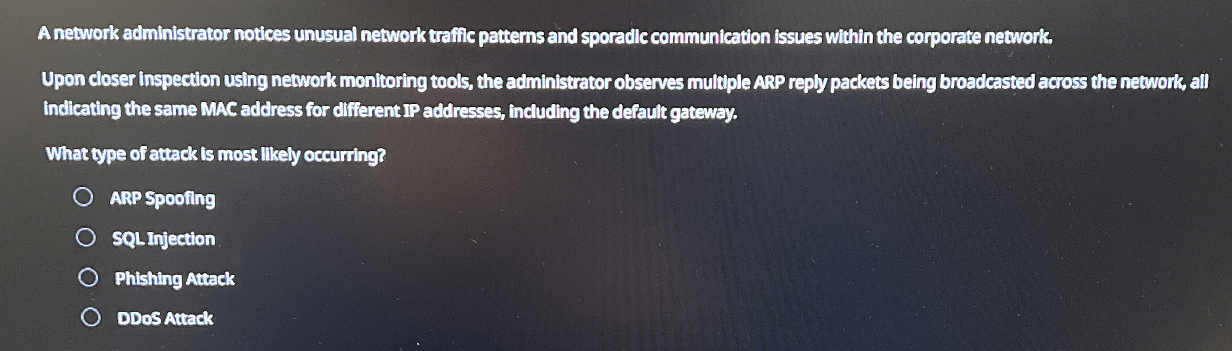 A network administrator notices unusual network