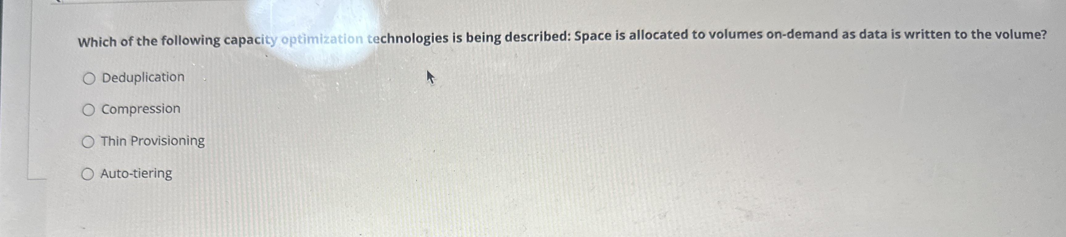 Which of the following capacity optimization