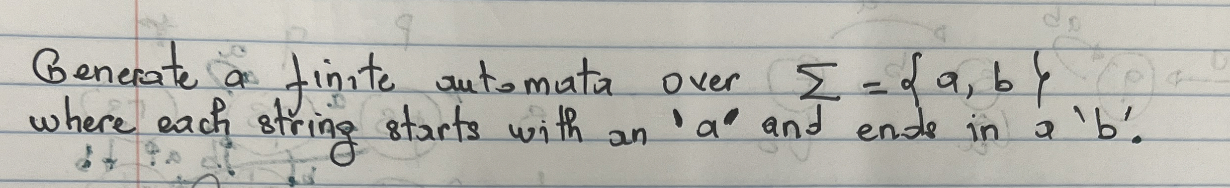 Benerate a finite automata over ? ? = { a , b }
