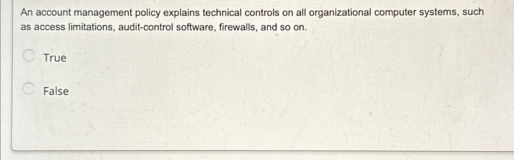 An account management policy explains technical