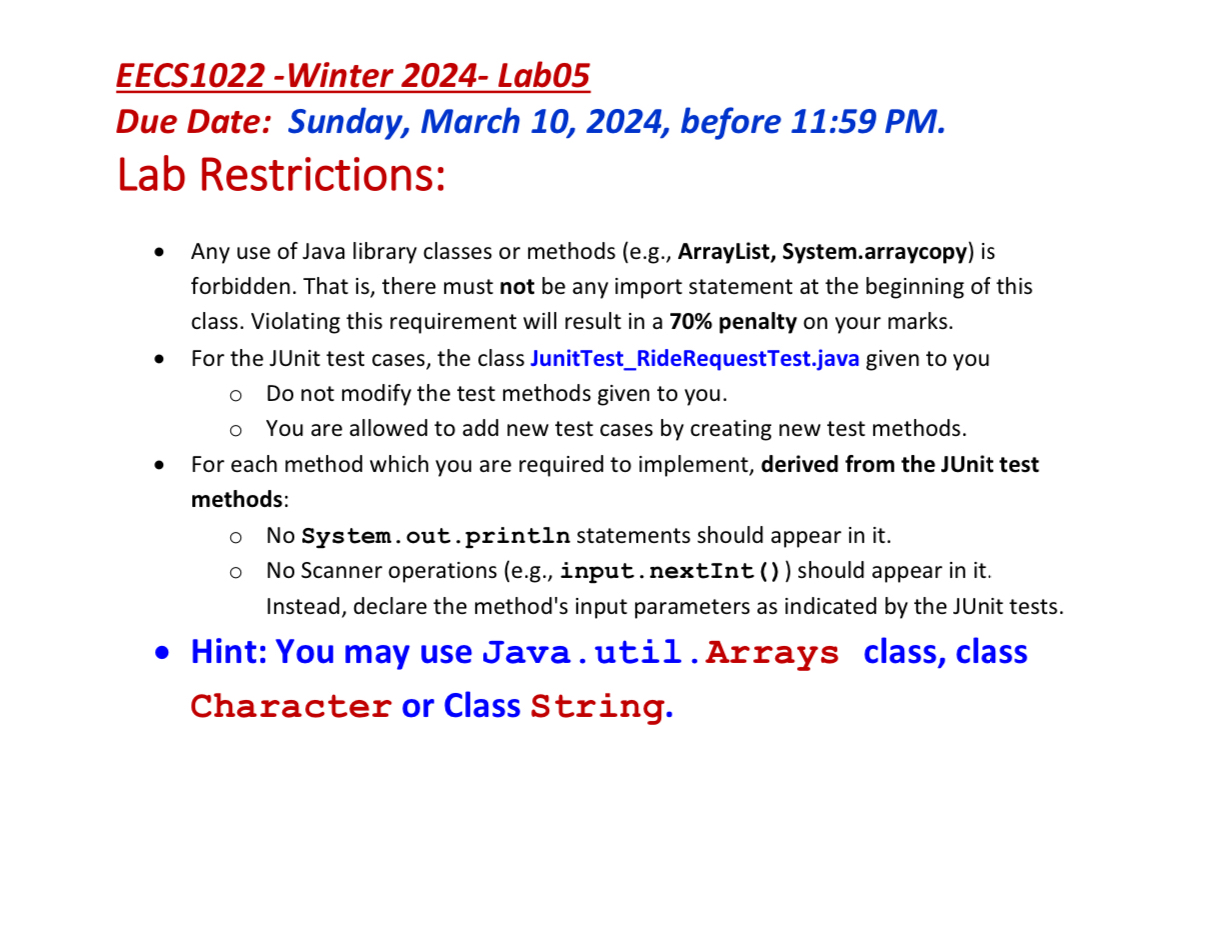 EECS 1 0 2 2 - Winter 2 0 2 4 - Lab 0 5 Due Date: