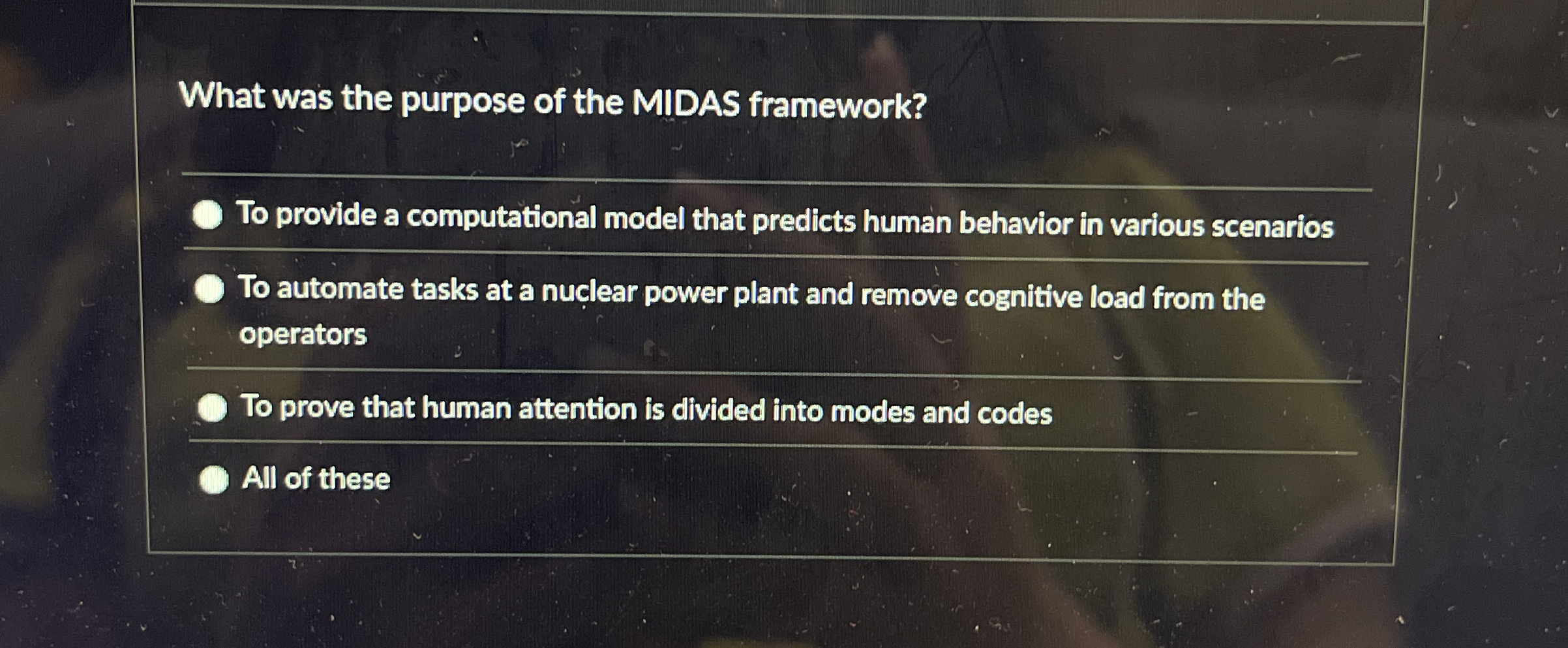 What was the purpose of the MIDAS framework? q ,