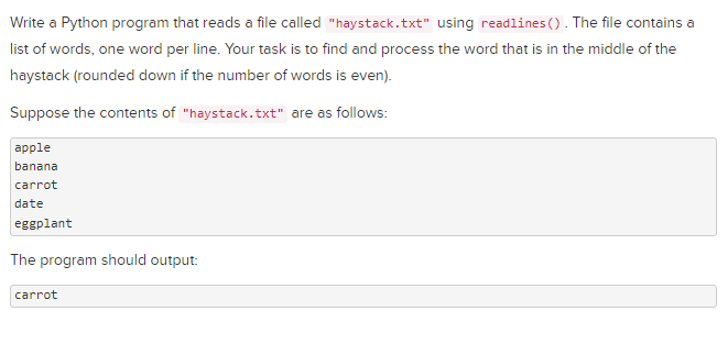 Write a Python program that reads a file called