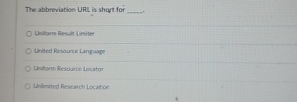 The abbreviation URL is shopt for q , q , Unitarm