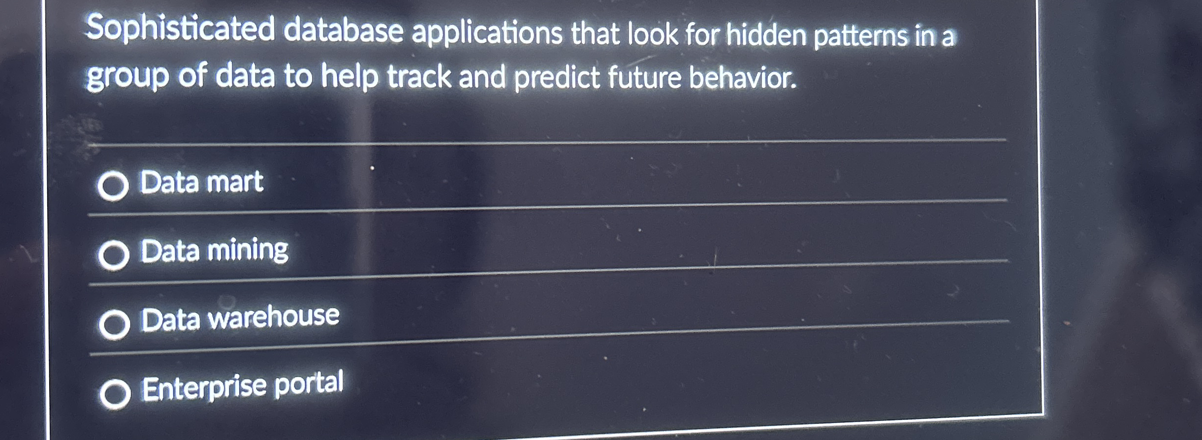 Sophisticated database applications that look for