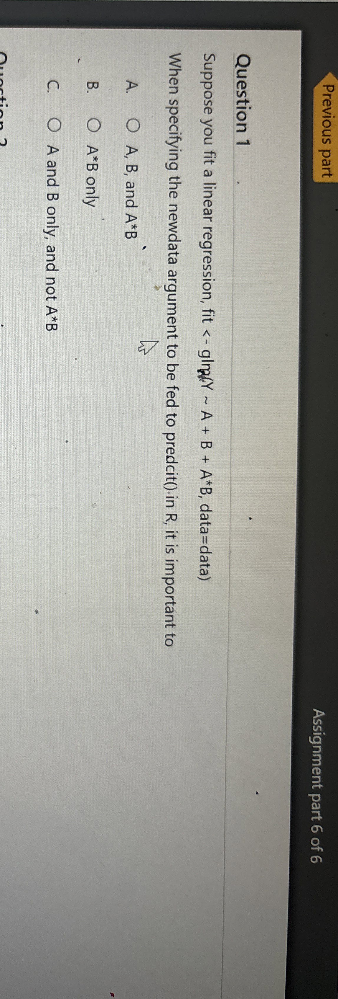 Question 1 Suppose you fit a linear regression,