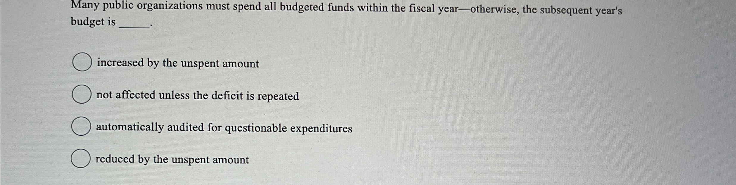 Many public organizations must spend all budgeted