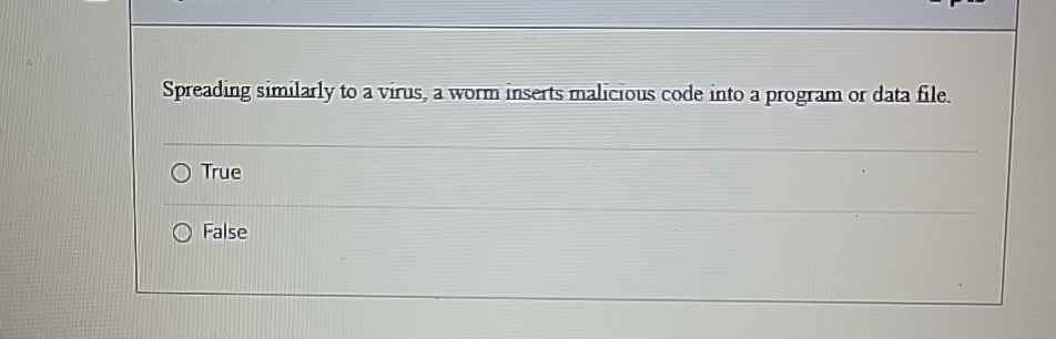 Spreading similarly to a virus, a worm inserts