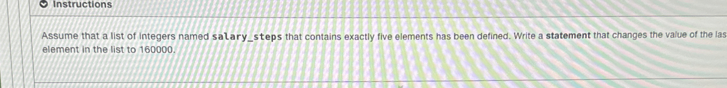 Instructions Assume that a list of integers named