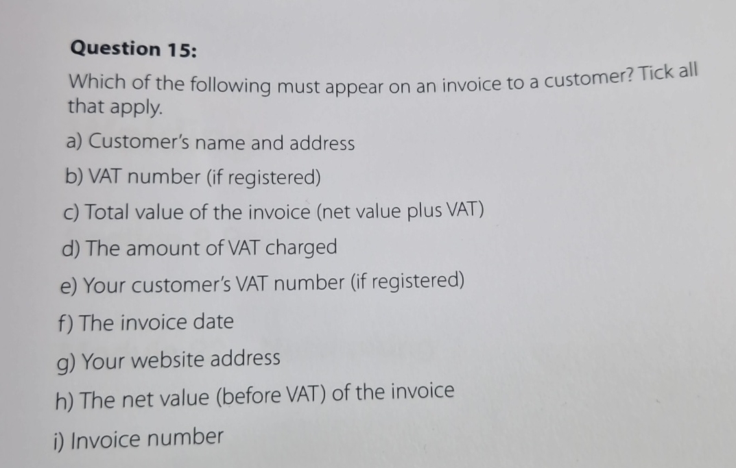 Question 1 5 : Which of the following must appear