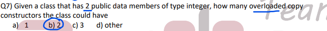 Q 7 ) Given a class that has 2 public data