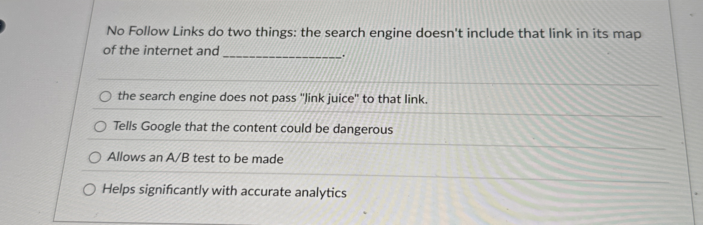 No Follow Links do two things: the search engine