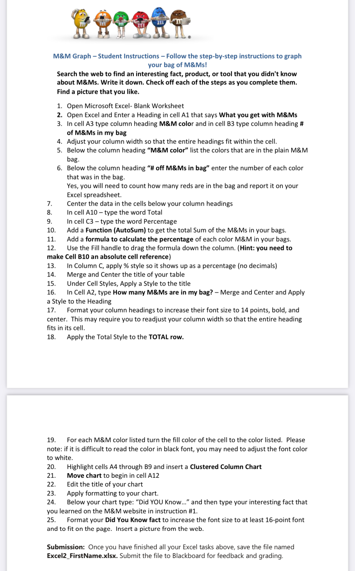 M&M Graph - Student Instructions - Follow the