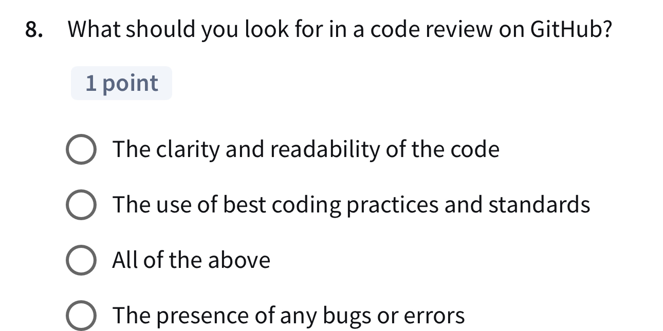 What should you look for in a code review on