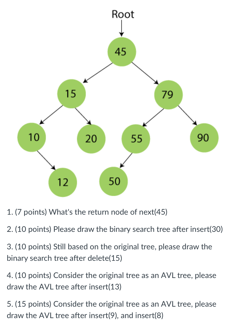 . ( 7 points ) What's the return node of next ( 4