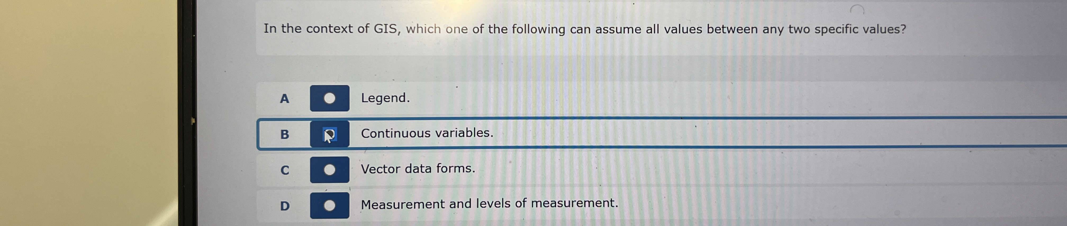 In the context of GIS, which one of the following