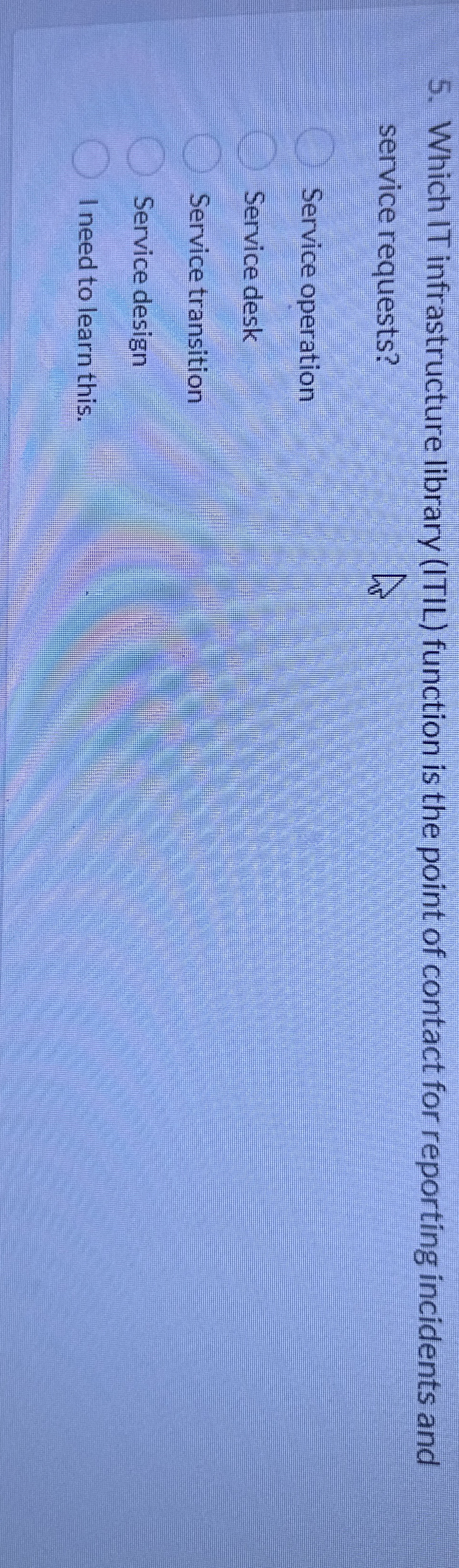 Which IT infrastructure library ( ITIL ) function