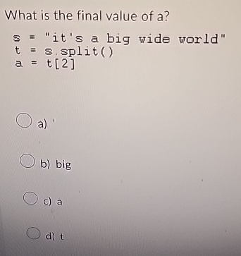 What is the final value of a ? s = 
