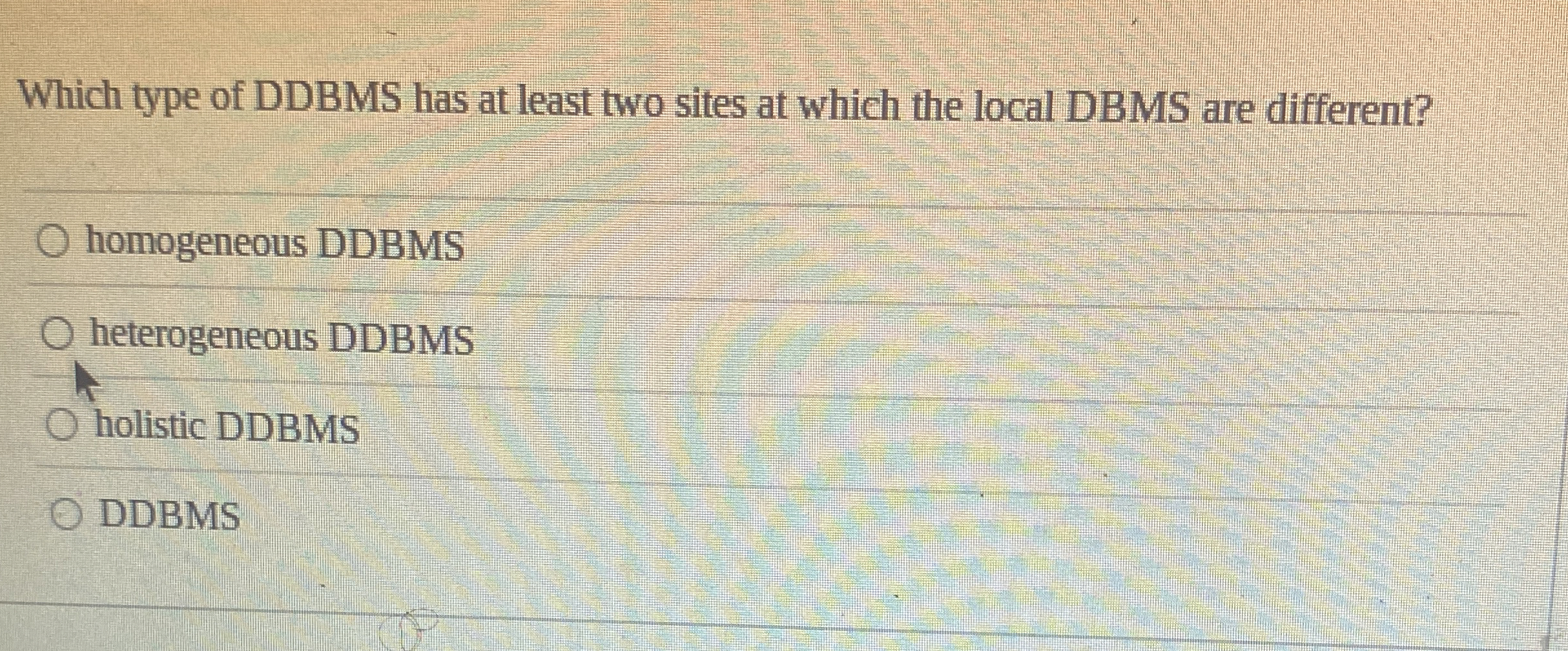 Which type of DDBMS has at least two sites at