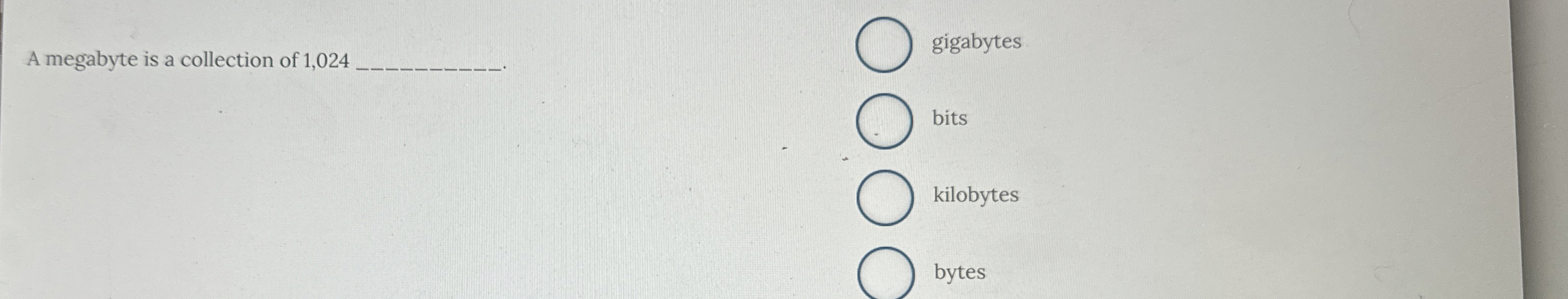 A megabyte is a collection of 1 , 0 2 4 .