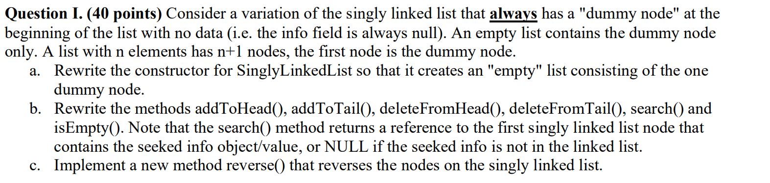 Question I. ( 4 0 points ) Consider a variation
