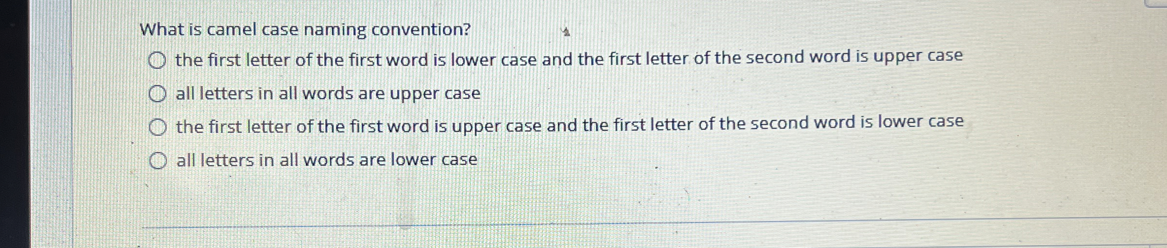What is camel case naming convention? the first