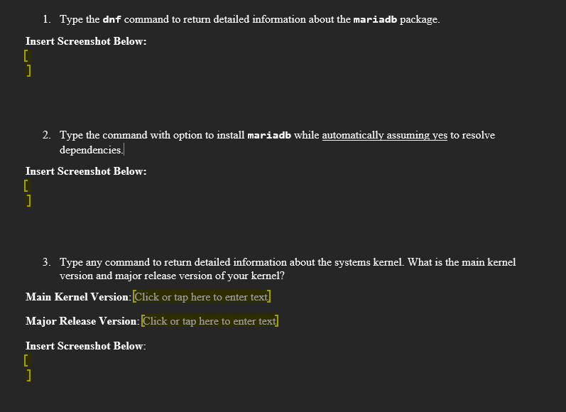 Type the dnf command to return detailed