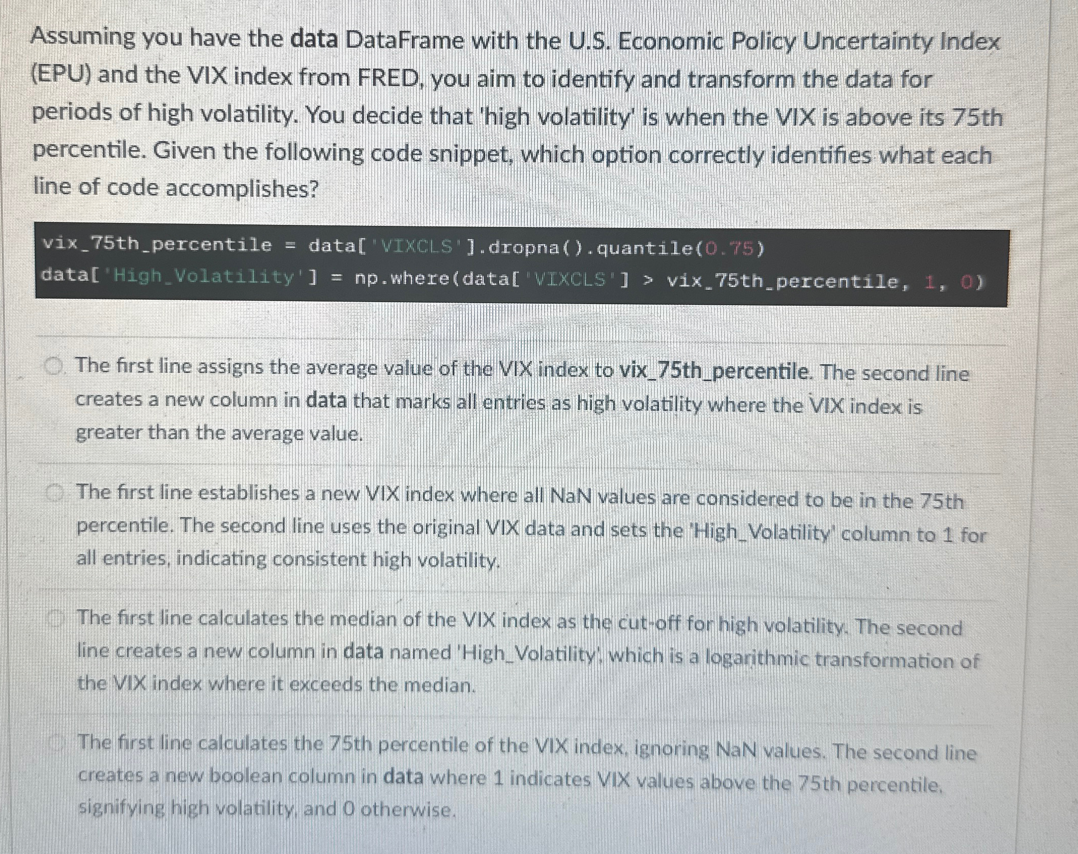 Assuming you have the data DataFrame with the U .