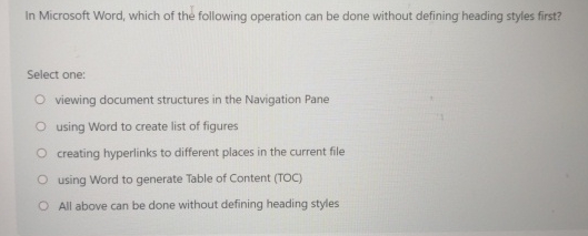 In Microsoft Word, which of the following