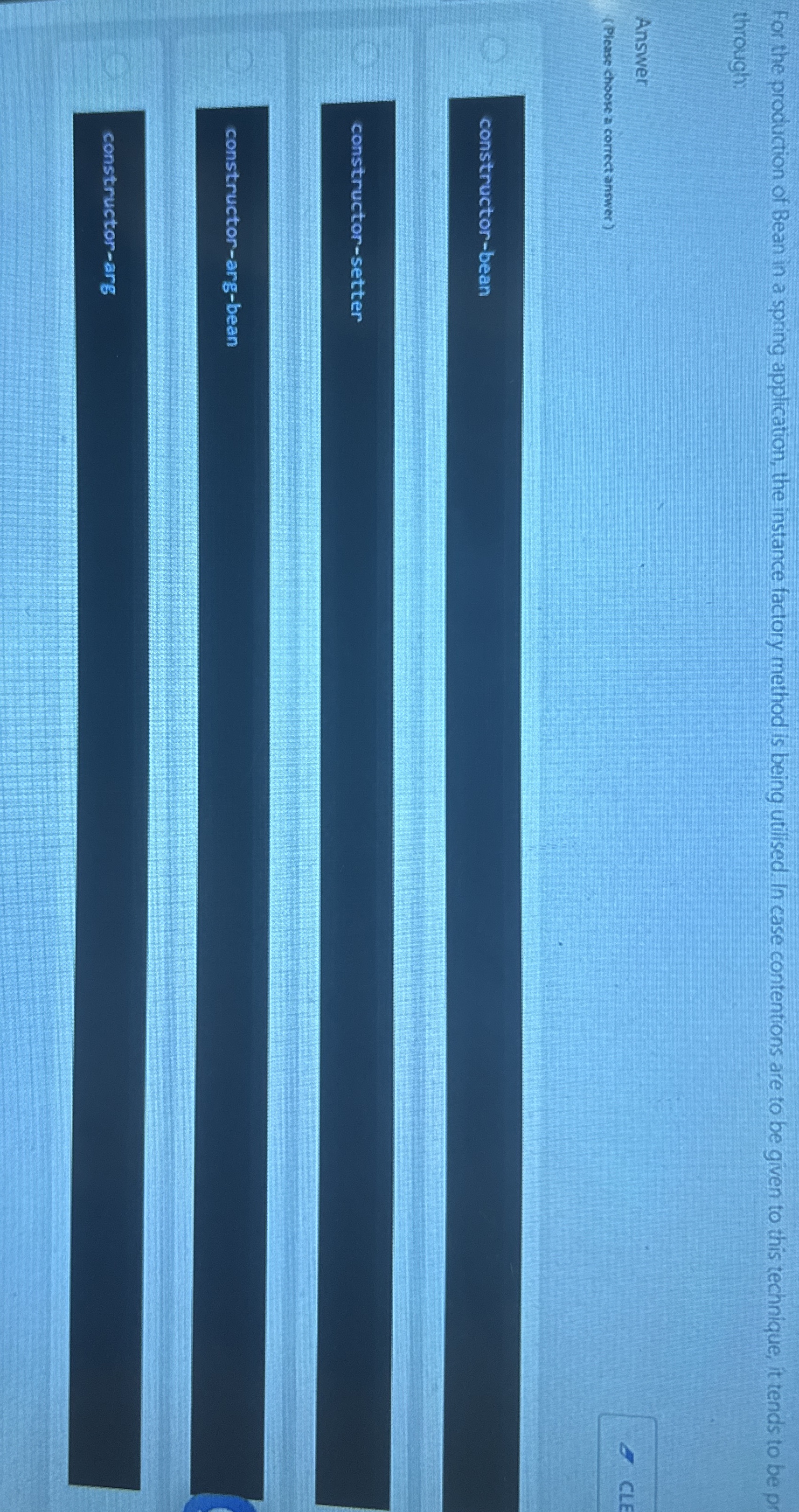 For the production of Bean in a spring