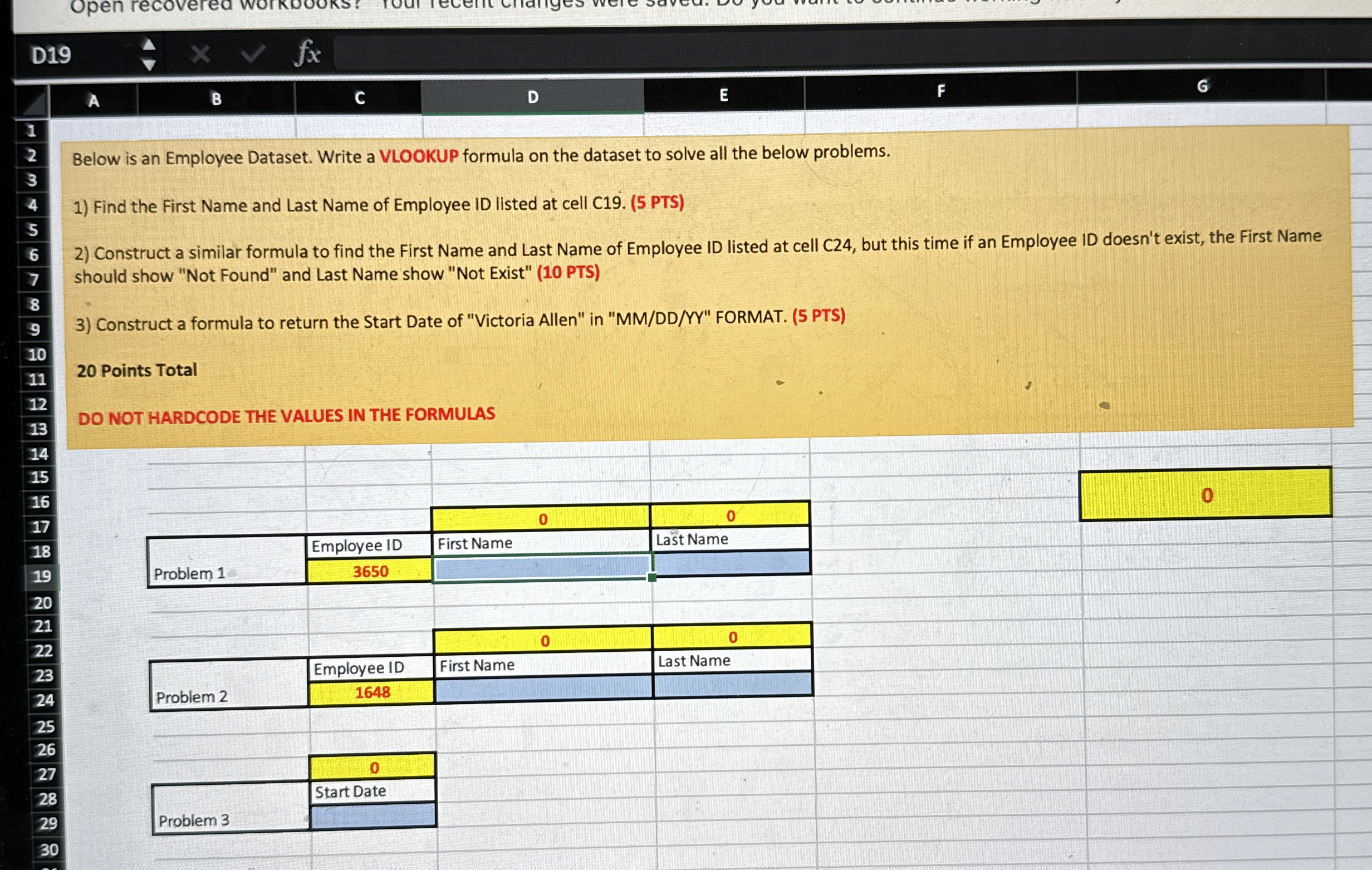 Below is an Employee Dataset. Write a VLOOKUP