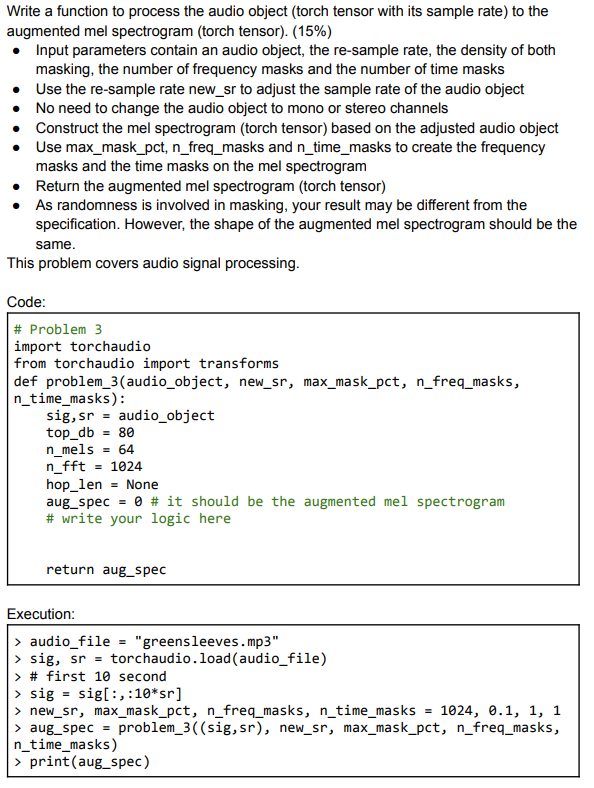 Write a function to process the audio object (