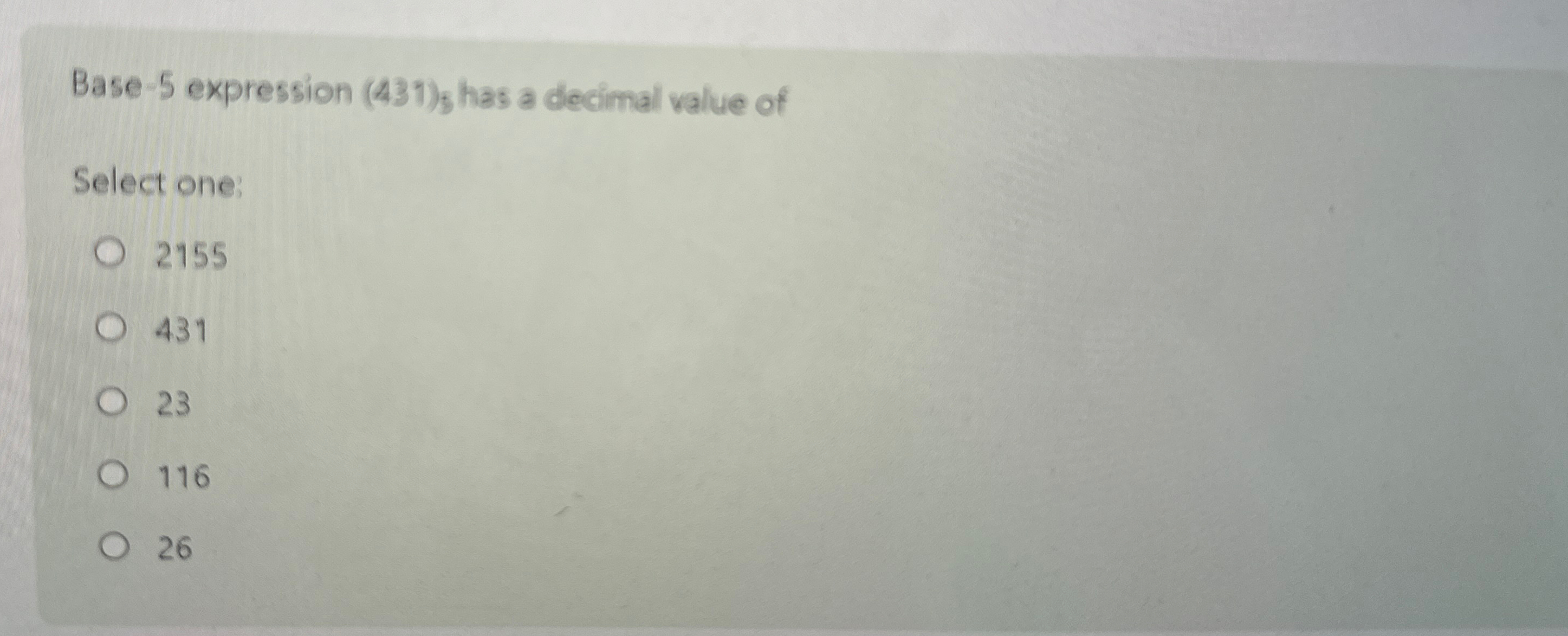 Base - 5 expression ( 4 3 1 ) s has a decimal