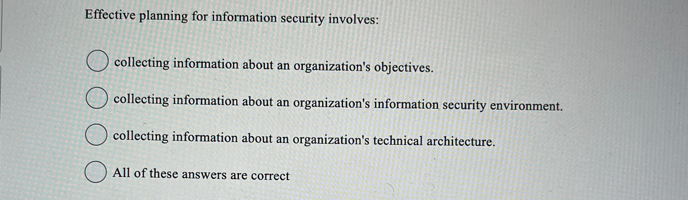 Effective planning for information security